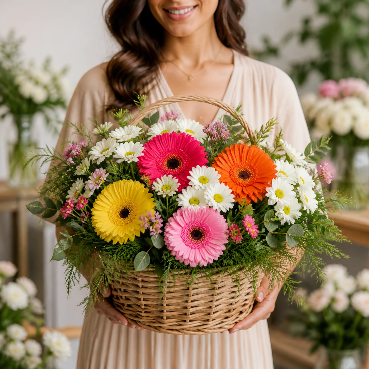Neşeli Gerbera Doğum Günü Sepeti