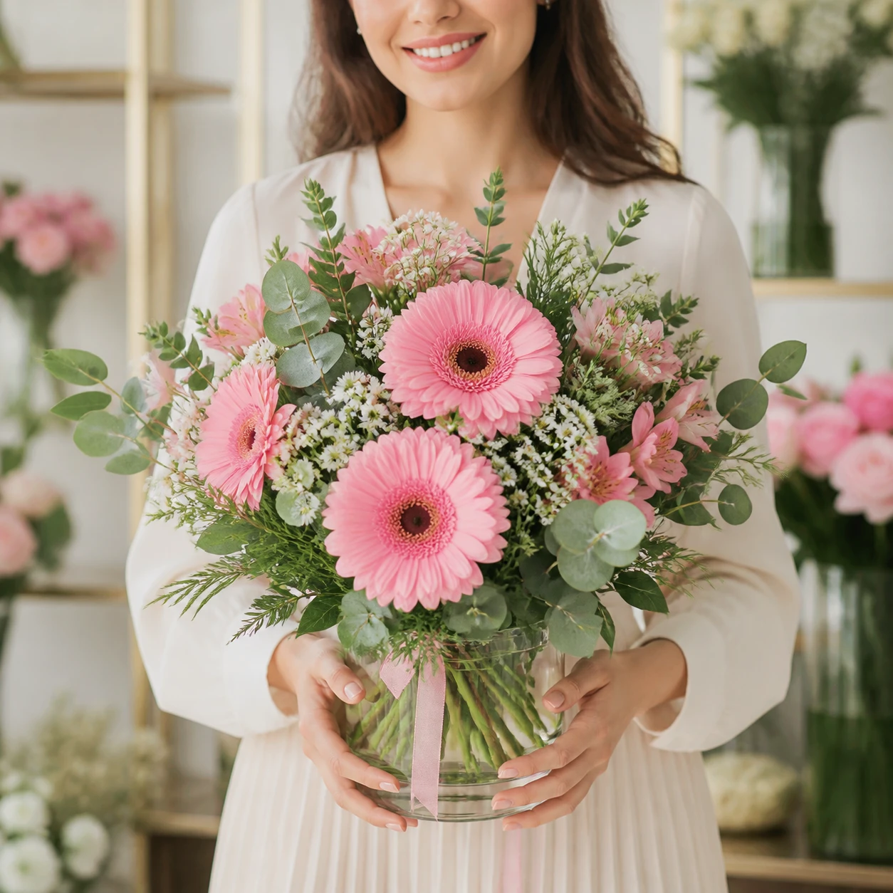 Pembe Gerbera Sevinç Aranjmanı